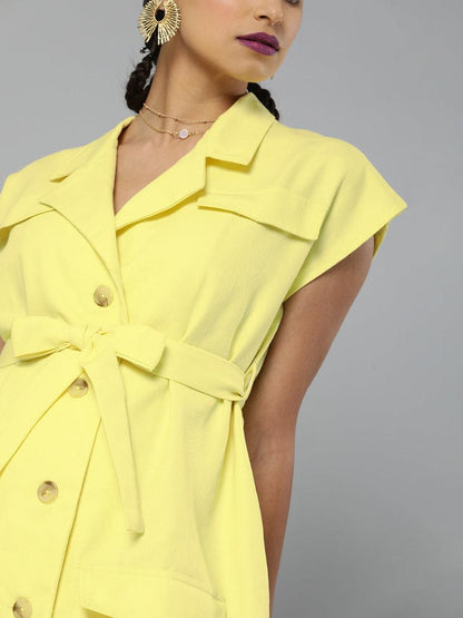 Sassafras Women's Yellow Blazer Style Short Dress