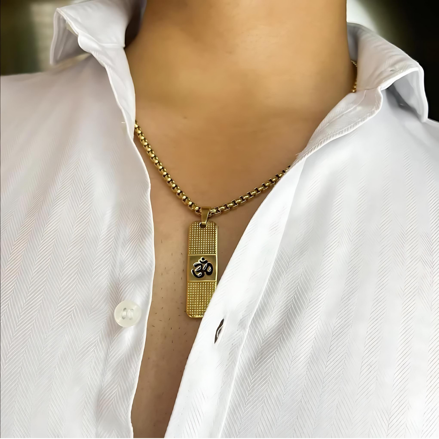 OM Necklace for Men with Premium 24K Gold plating