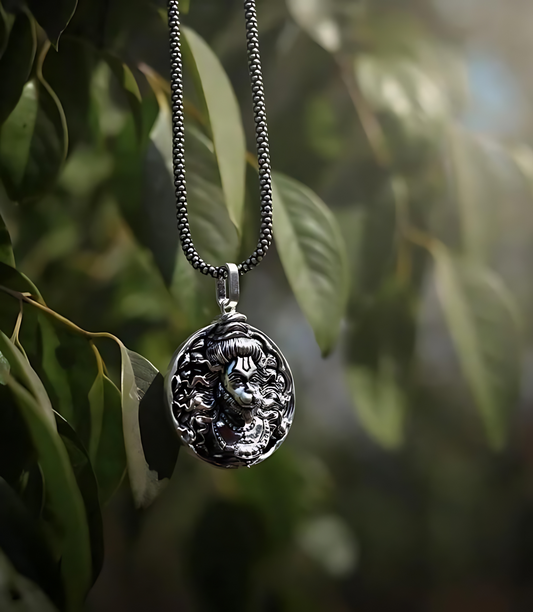 Hanuman Ji Pendant Oxodaised Silver Chain