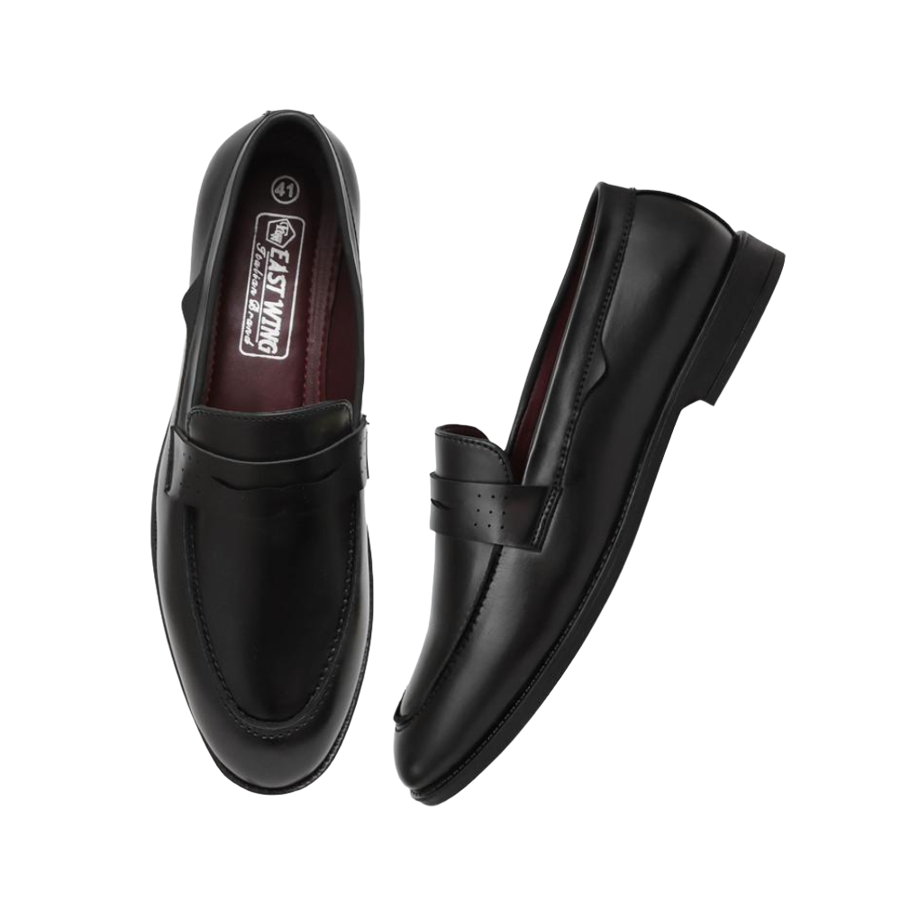 EAST WING Formal Shoes, Textured, Lightweight, Comfort Insole, Contrast Sole,Black Sneakers