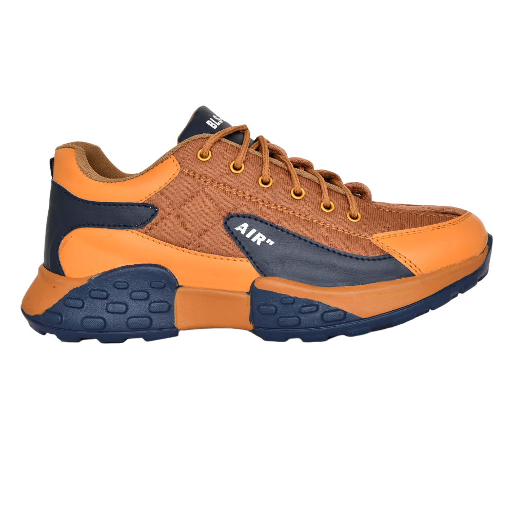 AIR Men,Textured, Lightweight, Comfort Insole, Contrast Sole, Lace-Up Orange Sneakers