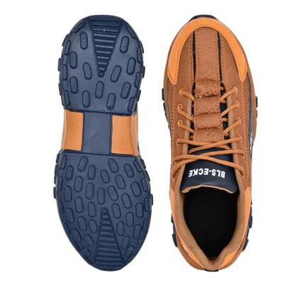 AIR Men,Textured, Lightweight, Comfort Insole, Contrast Sole, Lace-Up Orange Sneakers